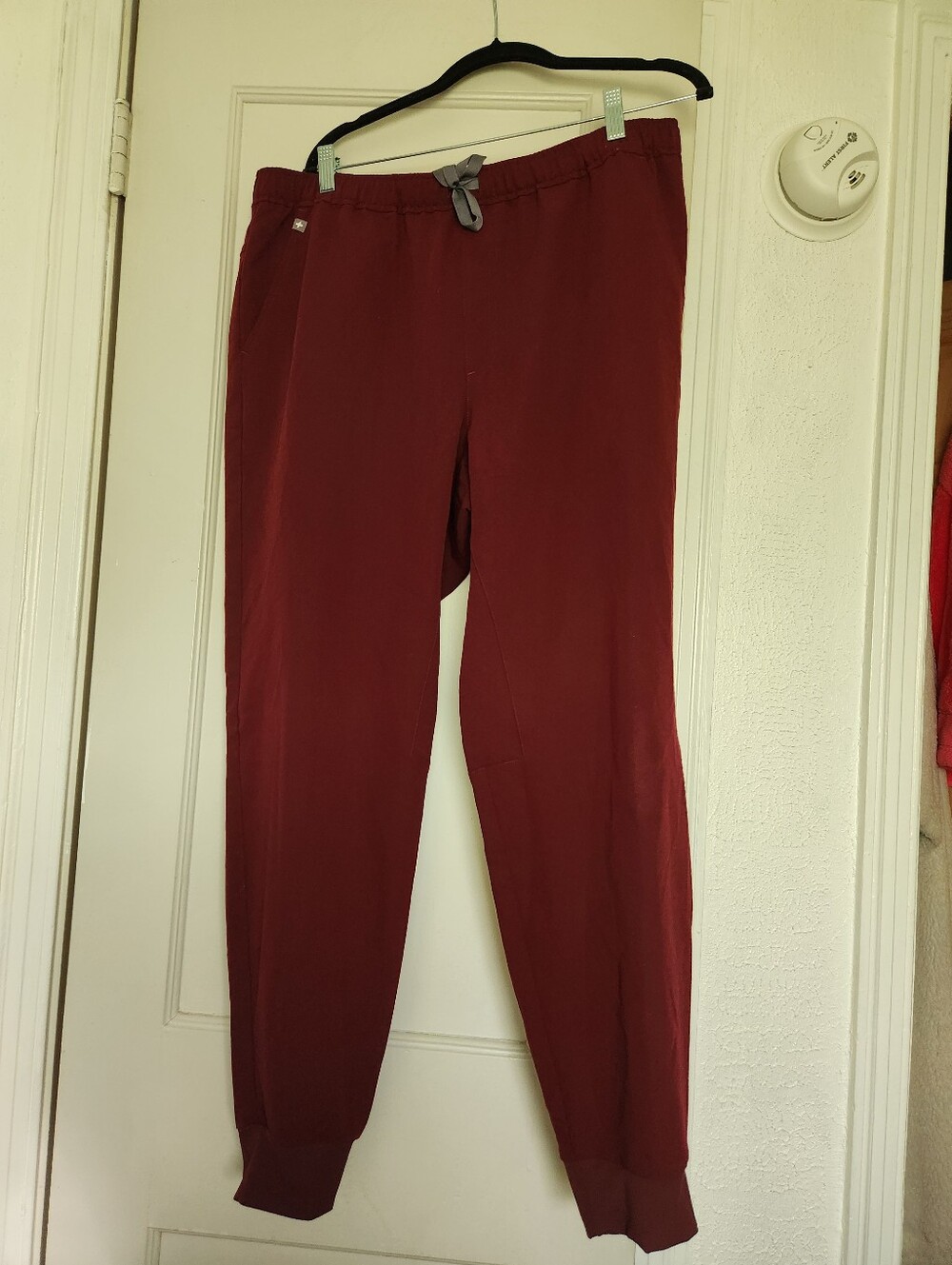 Figs Burgundy Joggers with Gray Drawstring